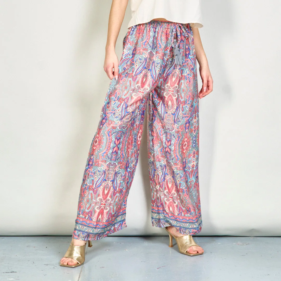 Ornate paisley wide-leg trousers wholesale