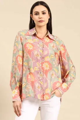 Pastel Floral Print Muslin Shirt