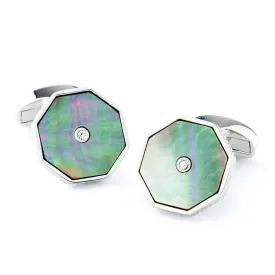 Pastel Octagon Cufflinks with Crystal