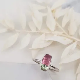 Pink / green tourmaline ring