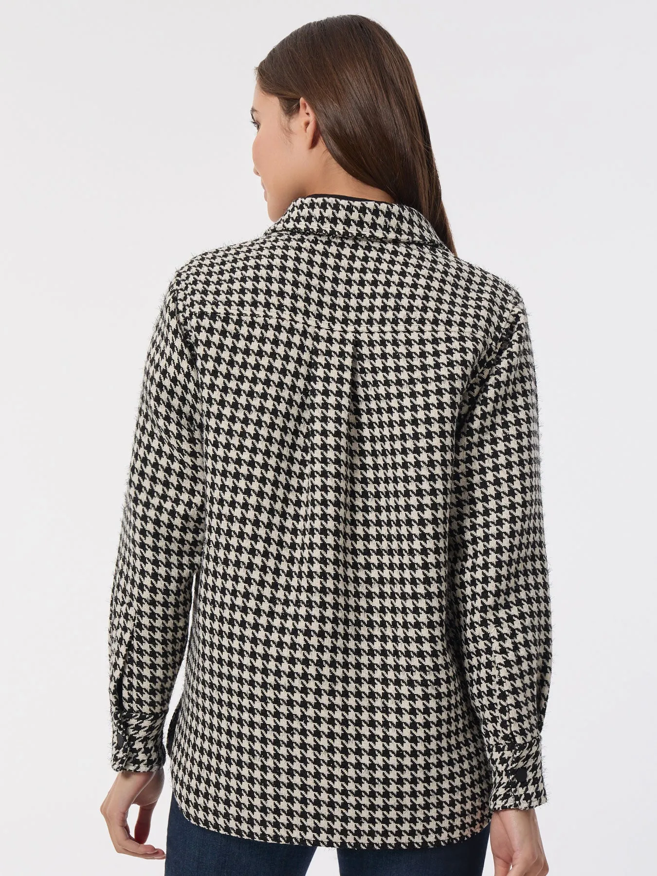 Plus Houndstooth Button-Front Shacket