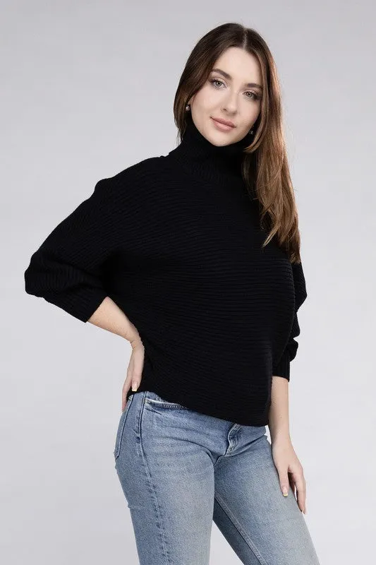 Polished Sophistication Dolman Sleeve Turtleneck Sweater - 5 Colors