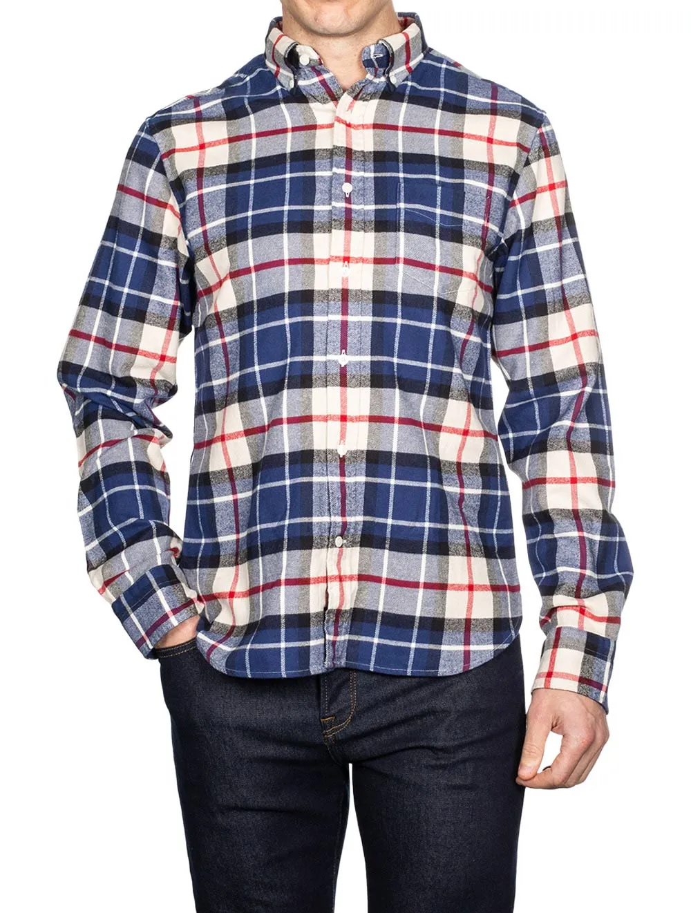 Regular Fit Flannel Tartan Shirt Deep Blue