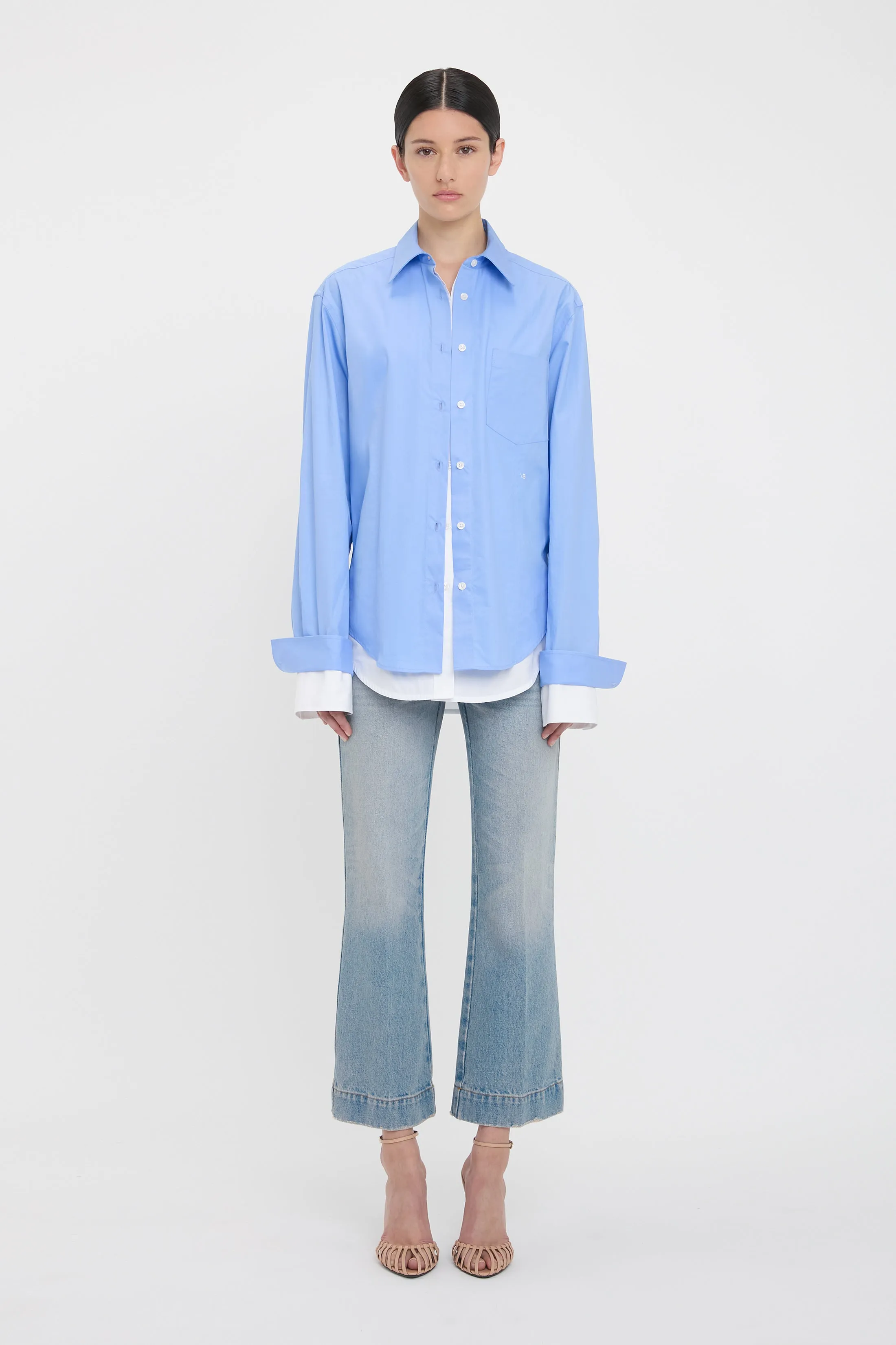 Relaxed Double-Layer Shirt In Oxford Blue