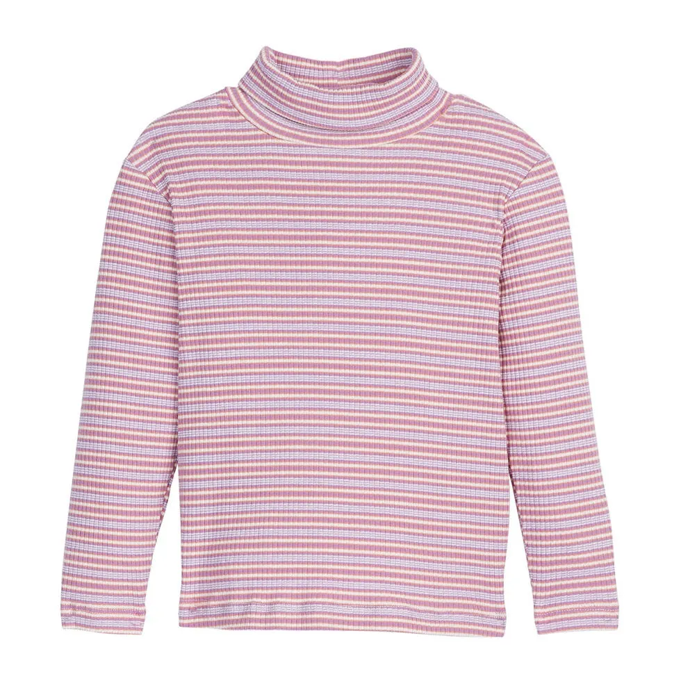 Ribbed Turtleneck - Lilac Stripe