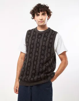 Route One Chains Knitted Vest - Charcoal