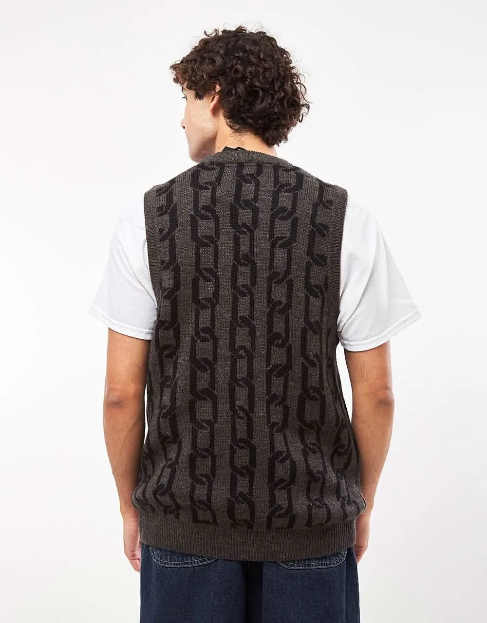 Route One Chains Knitted Vest - Charcoal