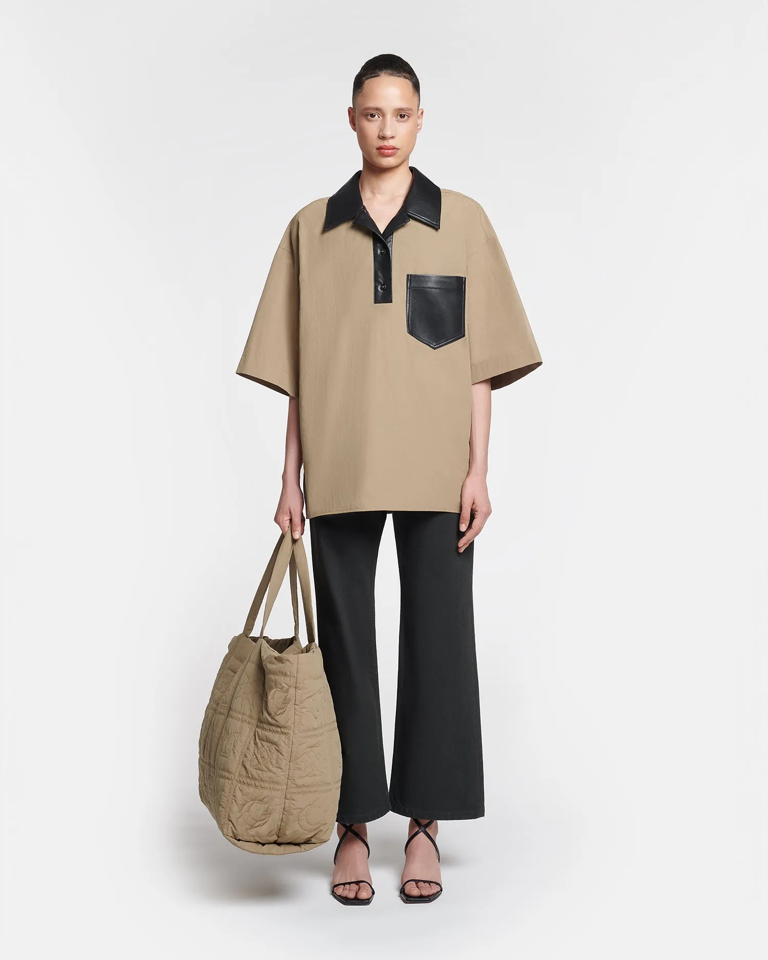 Sanvy - Tech Poplin Polo Shirt - Muted Khaki