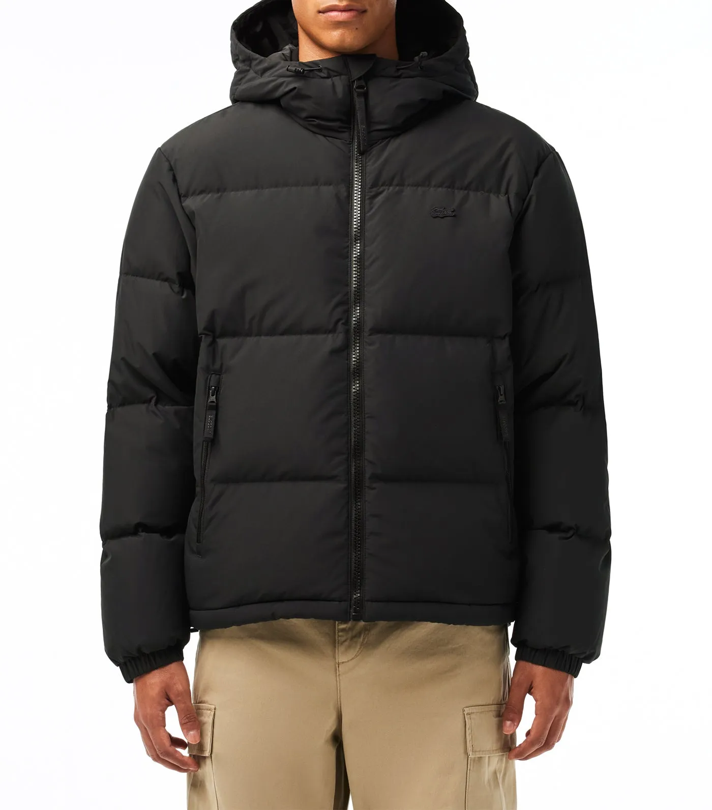 Showerproof Down Jacket with Quilted Croc Black