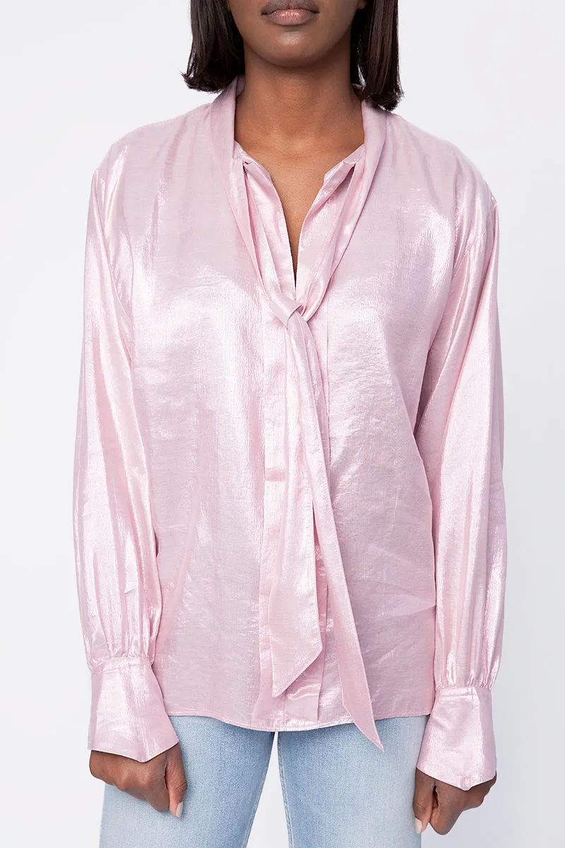 Silk Shirt in Metallic Rose