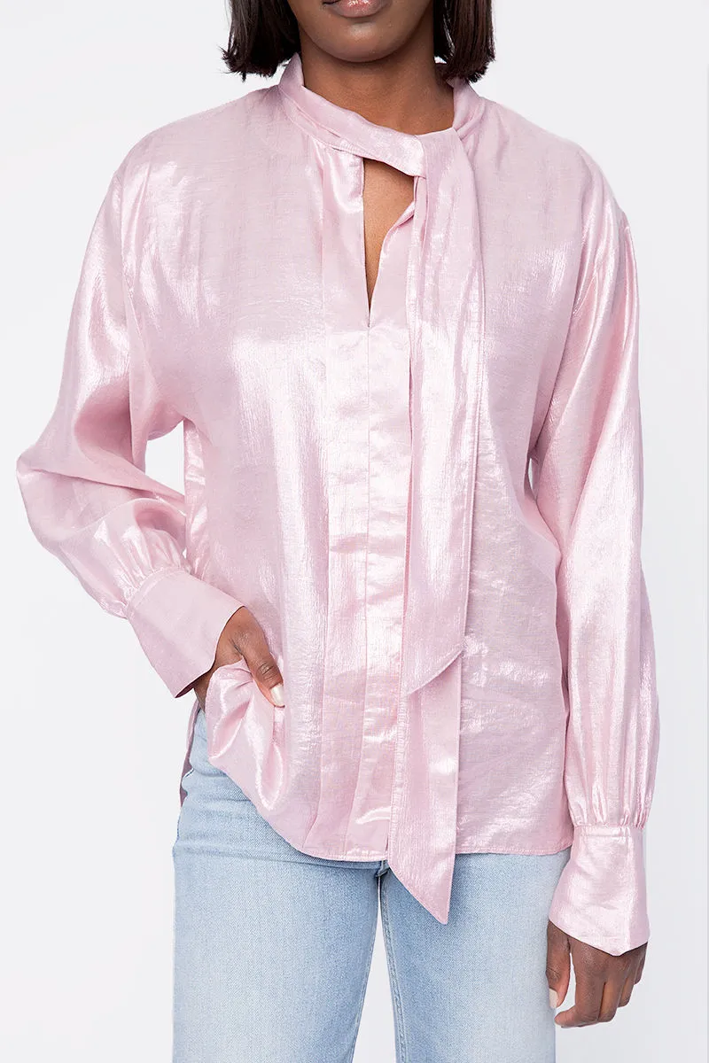 Silk Shirt in Metallic Rose