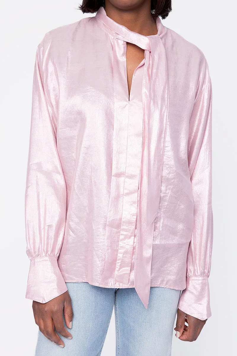 Silk Shirt in Metallic Rose