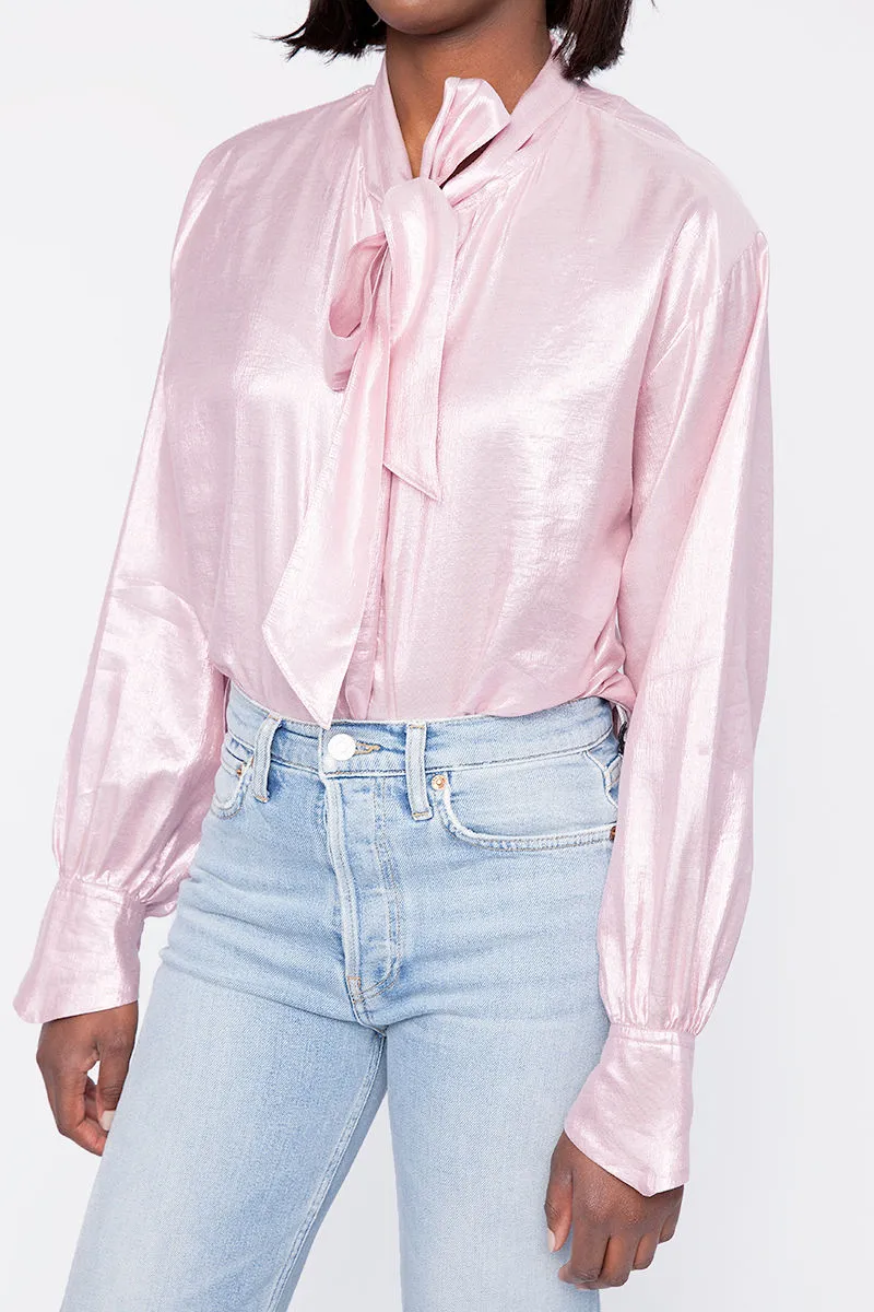 Silk Shirt in Metallic Rose