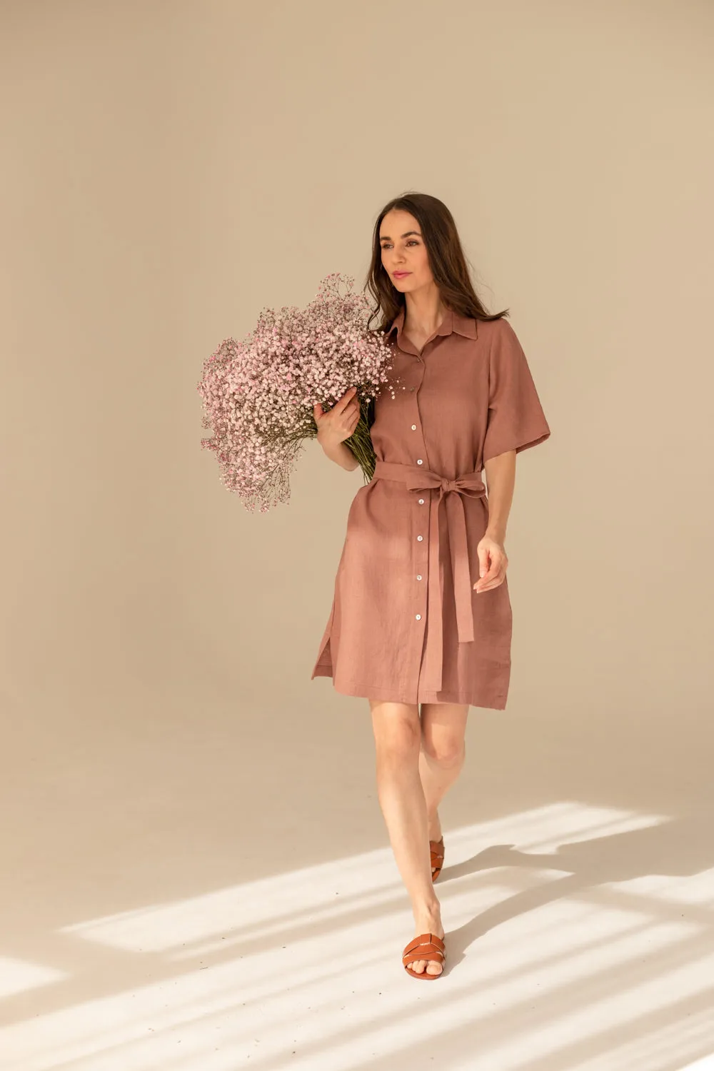 Soleil Linen Dress Light Chocolate