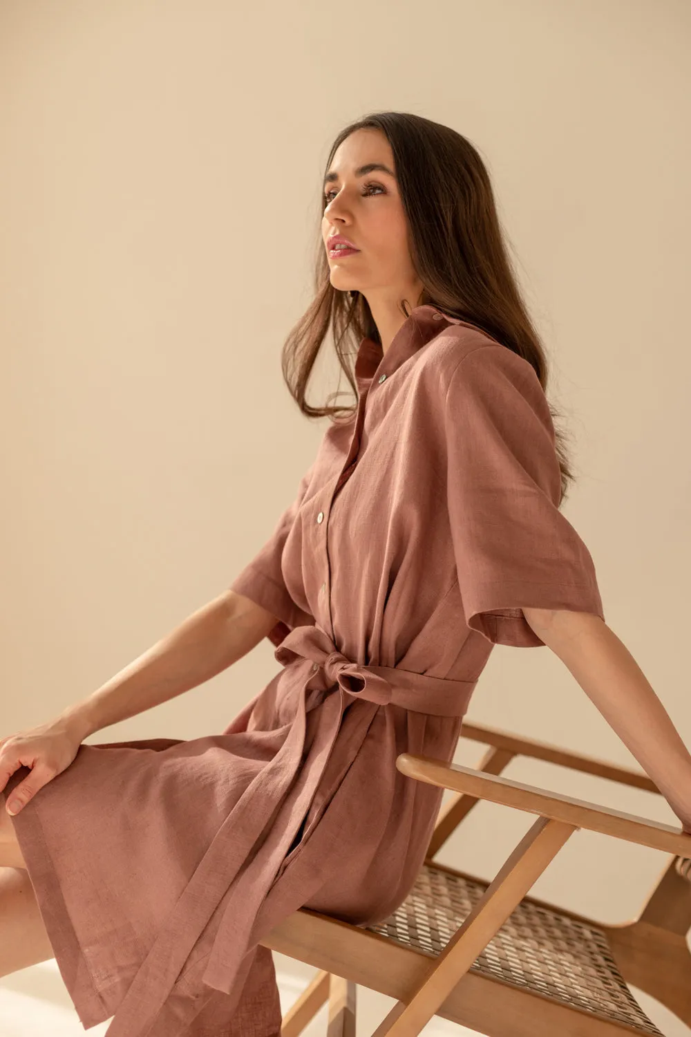 Soleil Linen Dress Light Chocolate