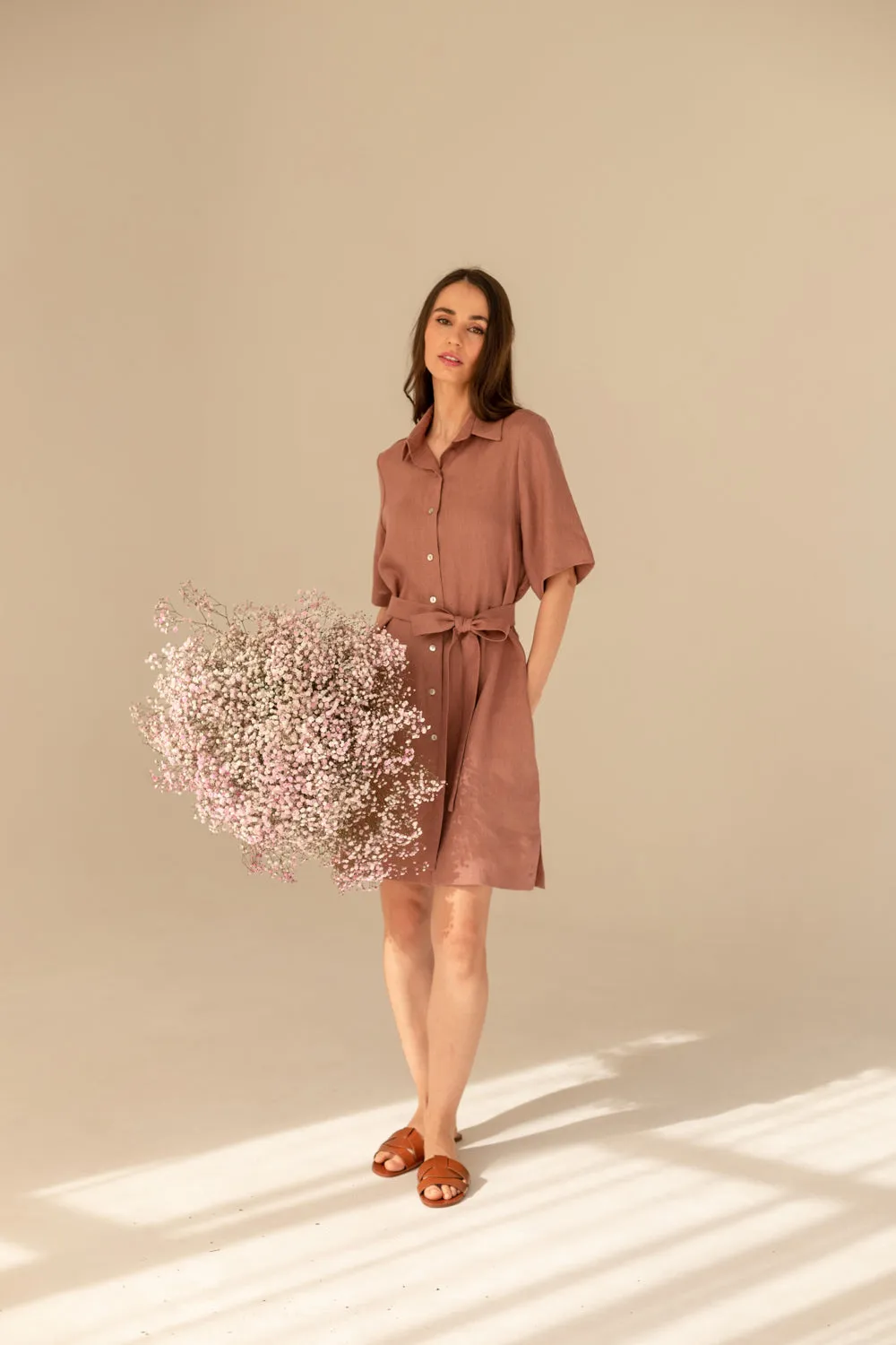 Soleil Linen Dress Light Chocolate