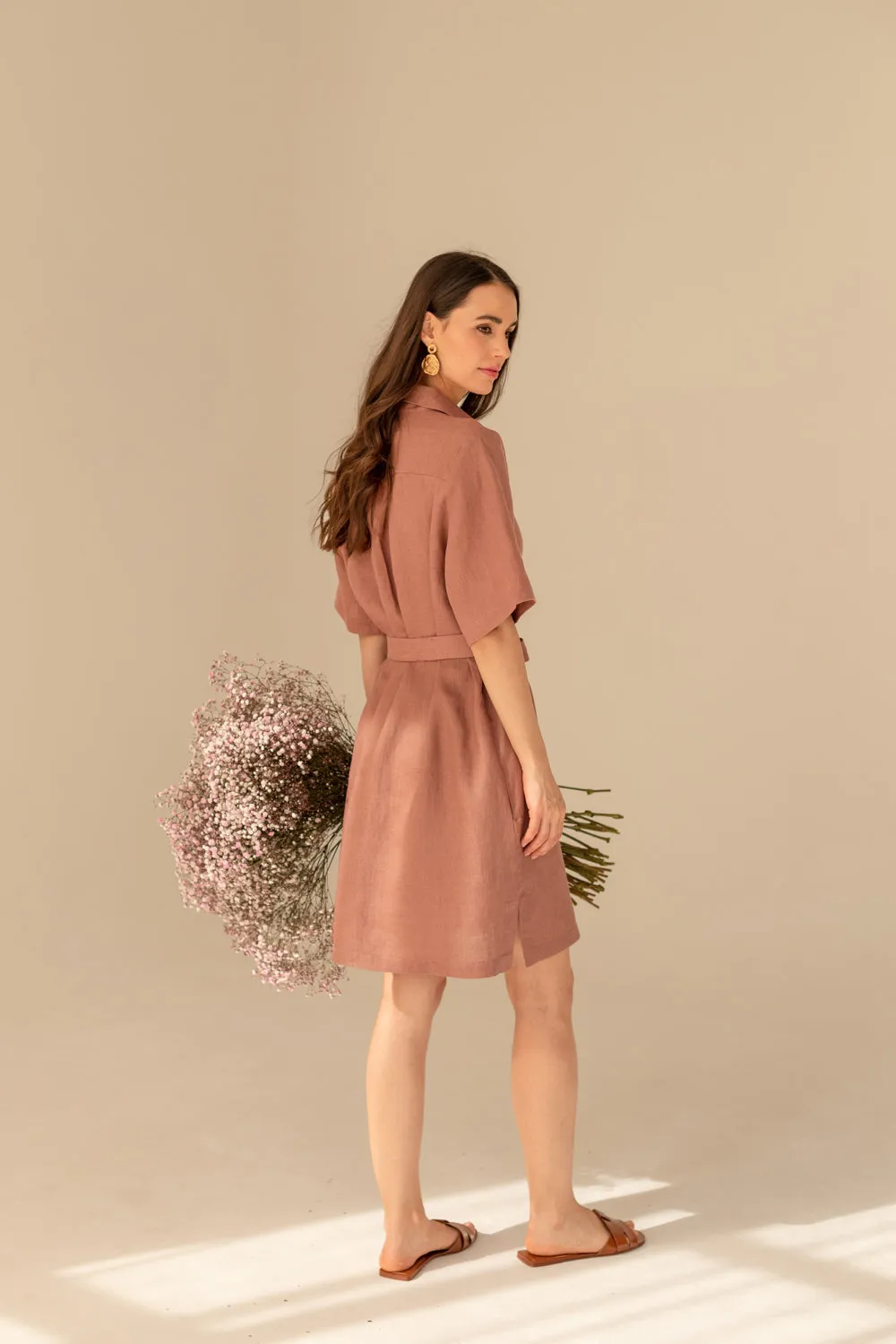 Soleil Linen Dress Light Chocolate