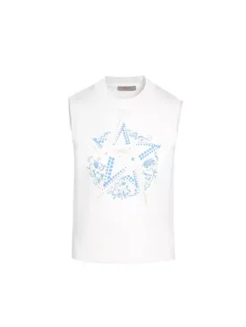 SVG Golf Women's White Printed Knitted Vest