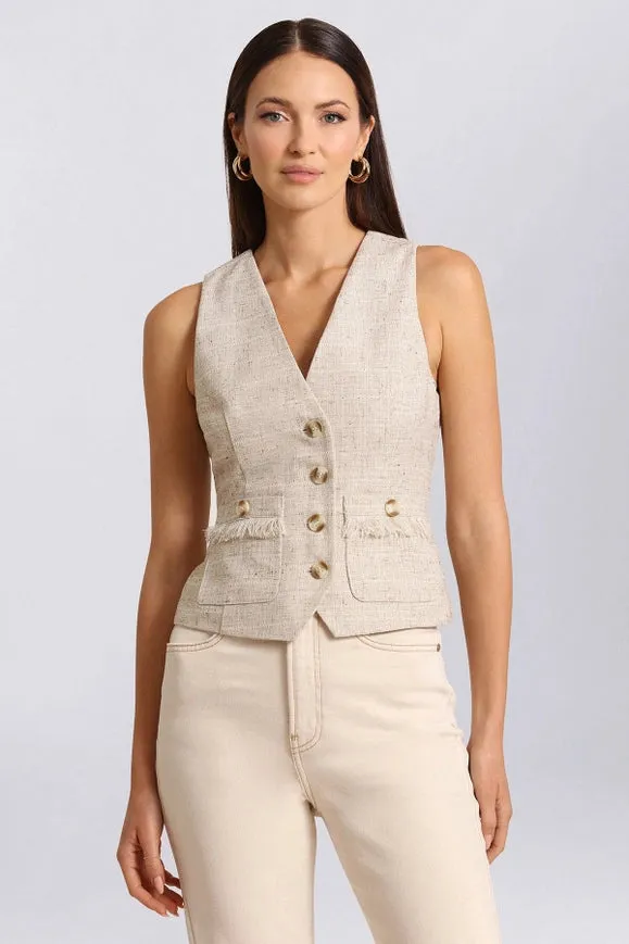 Tailored Tweed Suit Vest Tan