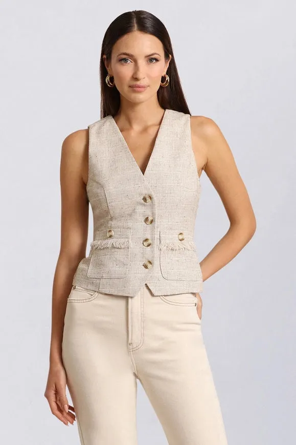 Tailored Tweed Suit Vest Tan