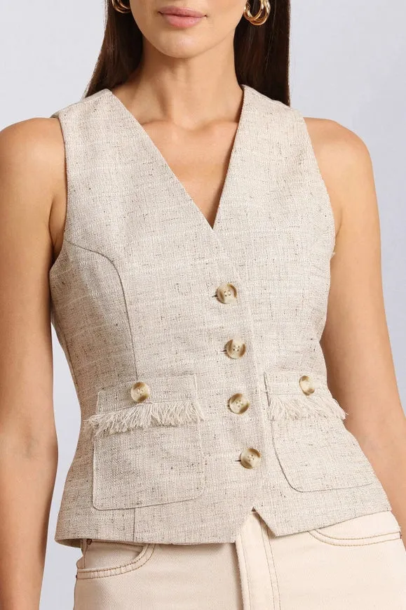 Tailored Tweed Suit Vest Tan