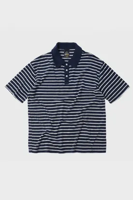 Terry Stripe Pique Shirt - Navy