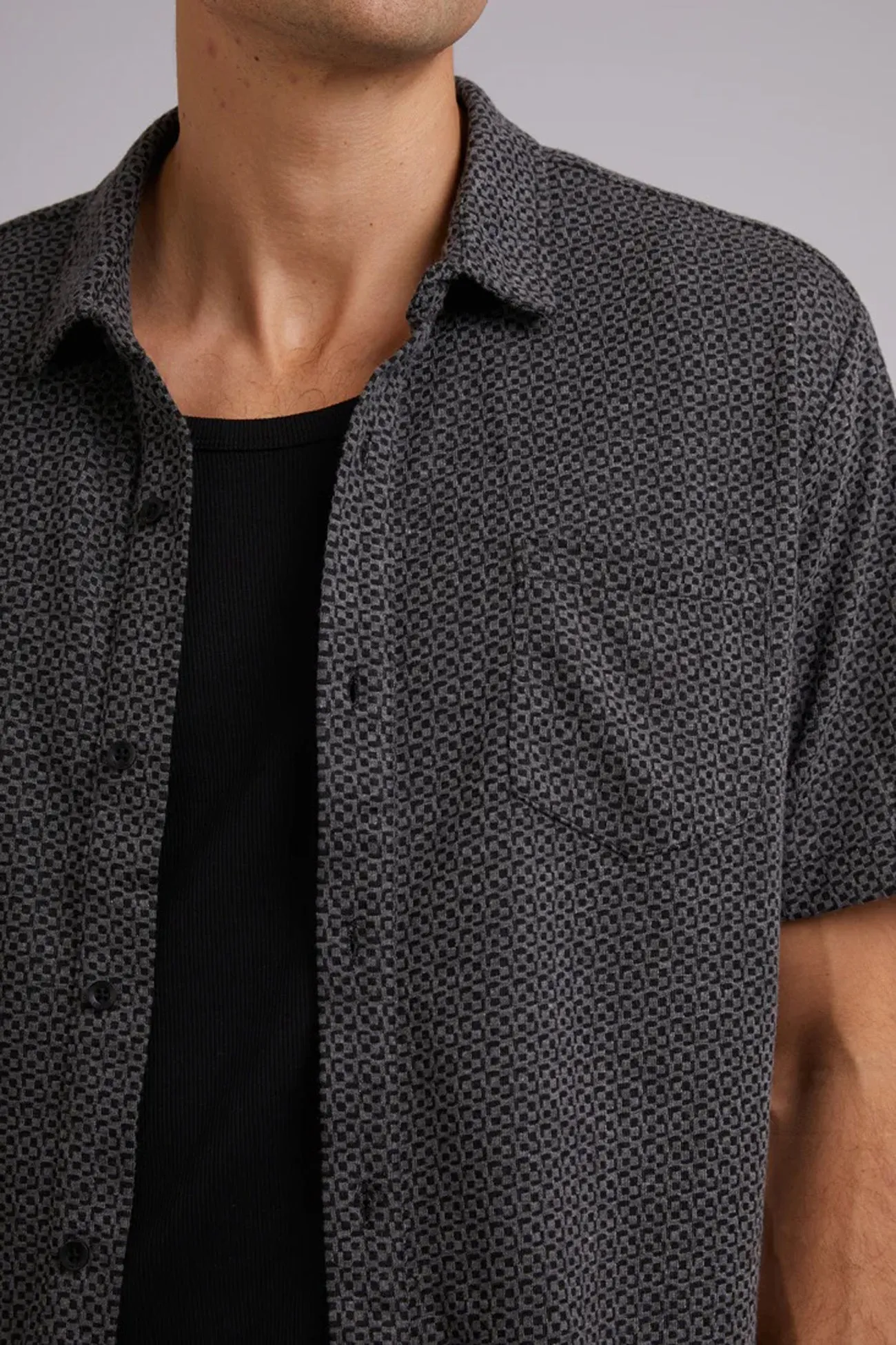 Textured Short Sleeve Shirt Black