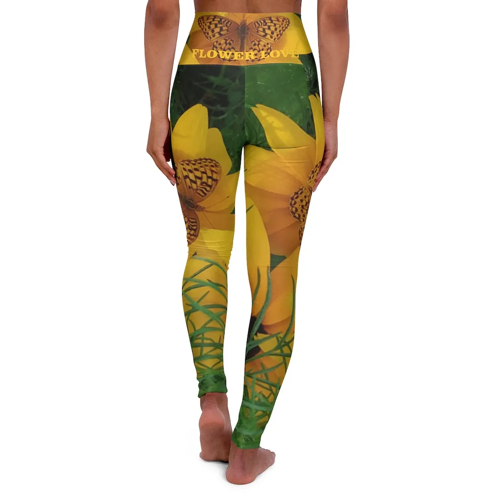 The FLOWER LOVE Collection - "Butterfly Beauty" Design High-Waisted Yoga Leggings, Fitness Leggings, Nature-Inspired Leggings, Butterfly Leggings