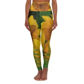 The FLOWER LOVE Collection - "Butterfly Beauty" Design High-Waisted Yoga Leggings, Fitness Leggings, Nature-Inspired Leggings, Butterfly Leggings