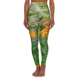 The FLOWER LOVE Collection - "Butterfly on a Bloom" Design High-Waisted Yoga Leggings, Fitness Leggings, Nature-Inspired Leggings, Butterfly Leggings