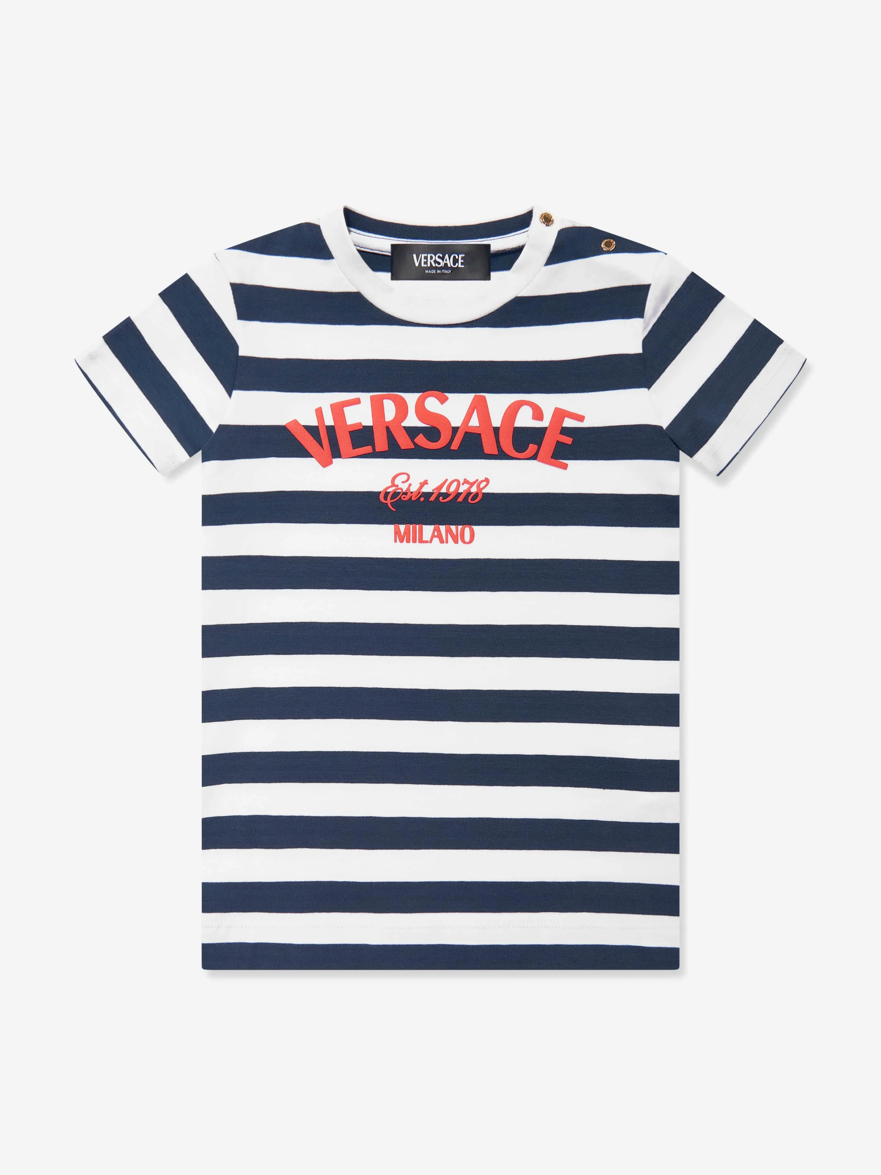 Versace Baby Girls Nautical Striped Dress in Navy