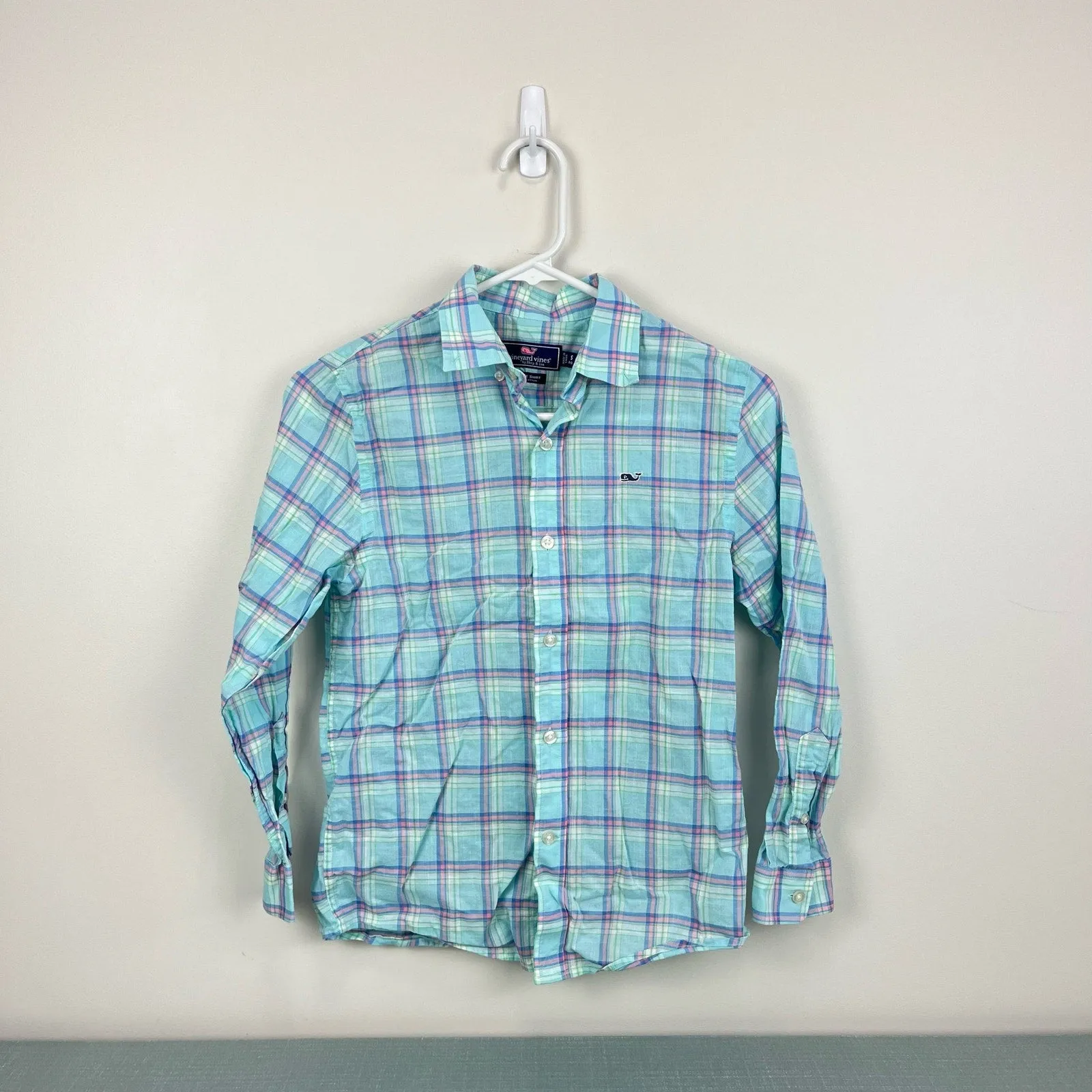 Vineyard Vines Plaid Whale Shirt Small (8-10)