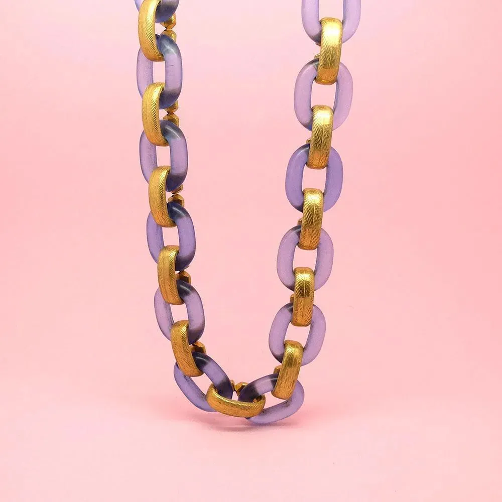 Vintage 1960's Blue & Gold Link Necklace