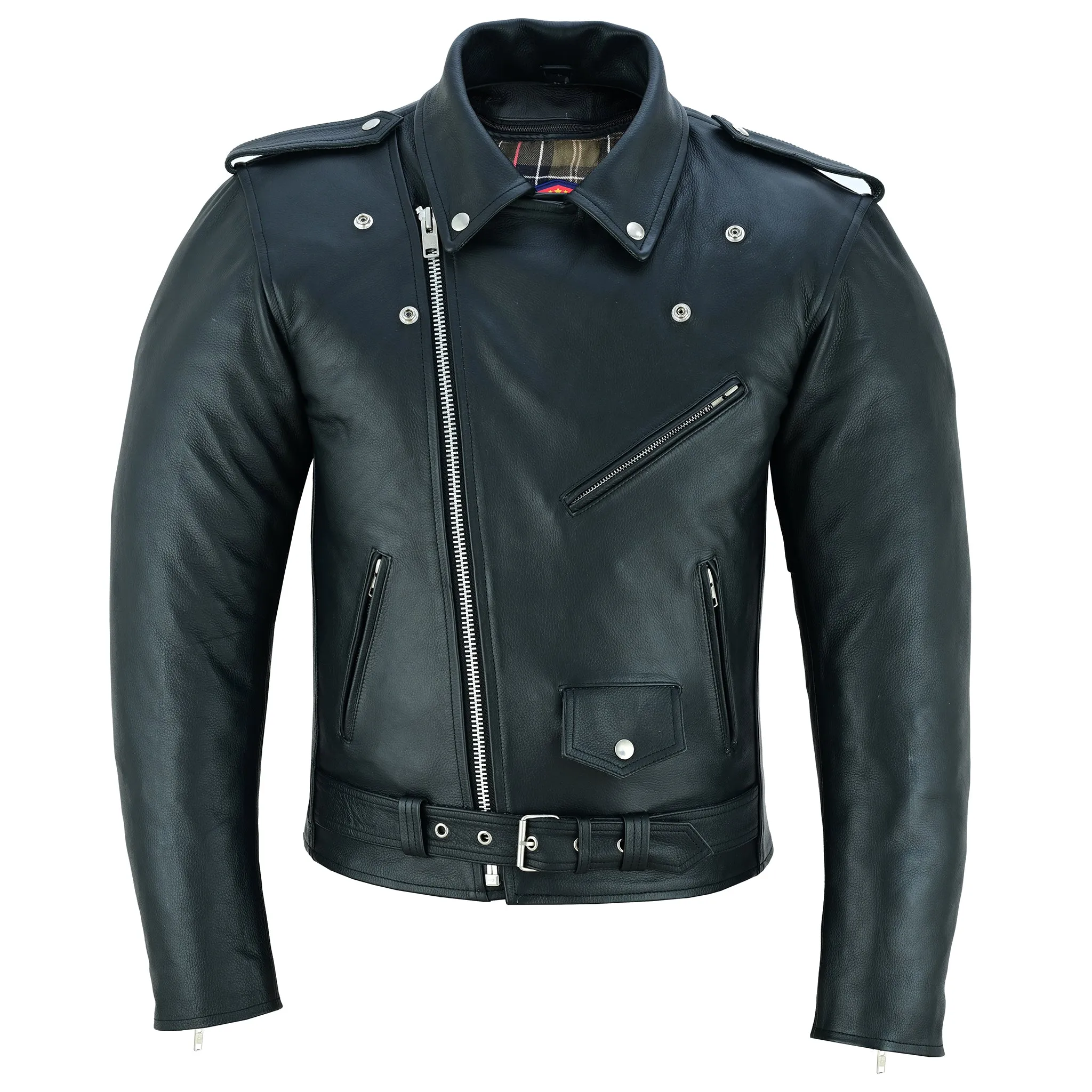 Warrior Gears® Perfecto Marlo Brando Genuine Cowhide Leather CE Armour Removable Lining Motorcycle Jacket for Men Leather Bikers Protection Jacket