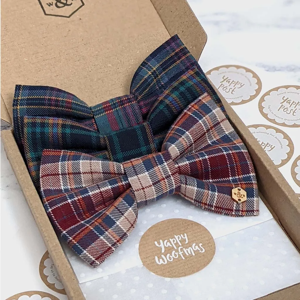 Winter Tartan Dog Bow Tie