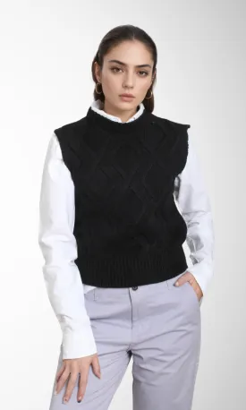 Women Knitted Vest (Black)