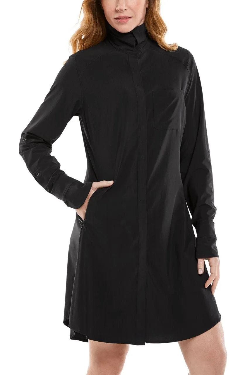 Women's Malta Travel Shirt Dress | Black Shadow Stripe