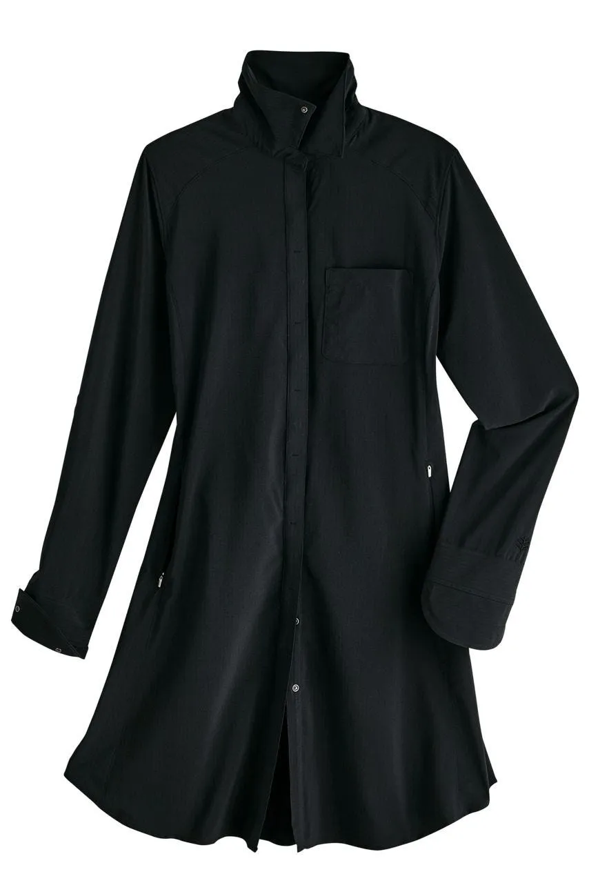 Women's Malta Travel Shirt Dress | Black Shadow Stripe