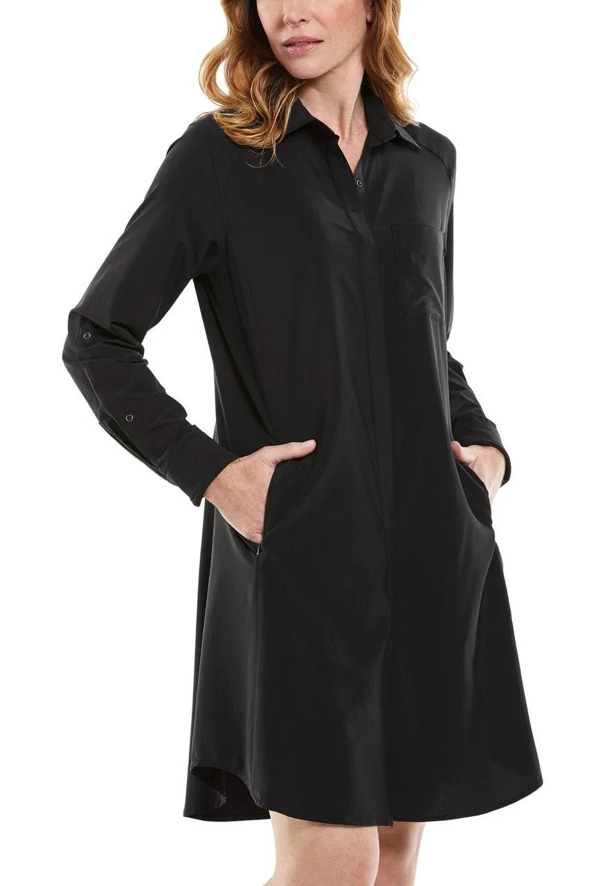 Women's Malta Travel Shirt Dress | Black Shadow Stripe