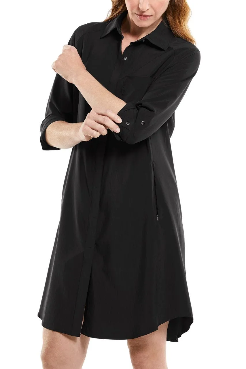 Women's Malta Travel Shirt Dress | Black Shadow Stripe