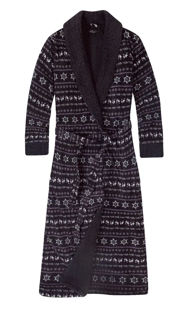 Womens Premium Microfleece Shearling Lined Robe