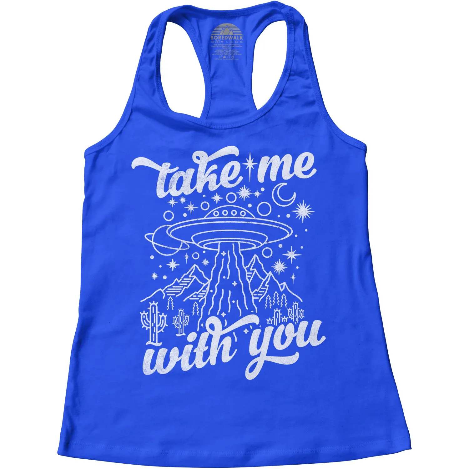 Women's Take Me With You Alien UFO Racerback Tank Top