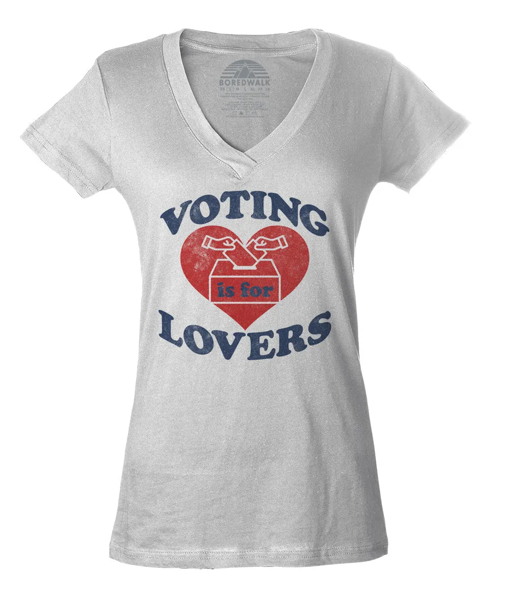 Women's Voting Is For Lovers Vneck T-Shirt