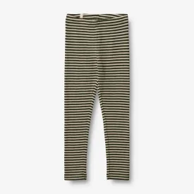 Wool Leggings - green stripe