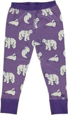 Wool/Cotton Leggings: Polar Bear Purple