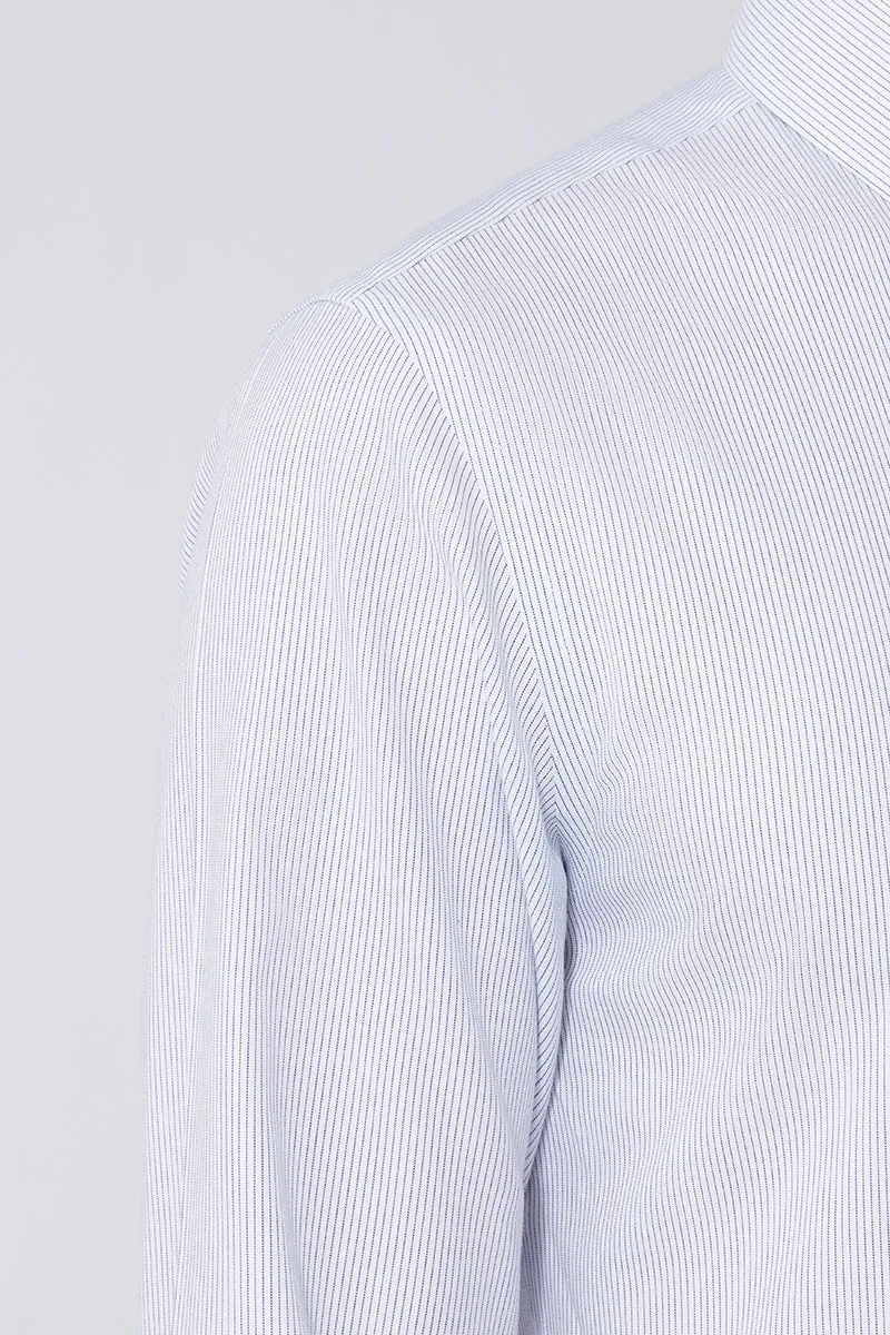 Wrinkle-Free Pinpoint Oxford Dress Shirt | Navy Stripes 1143NZ