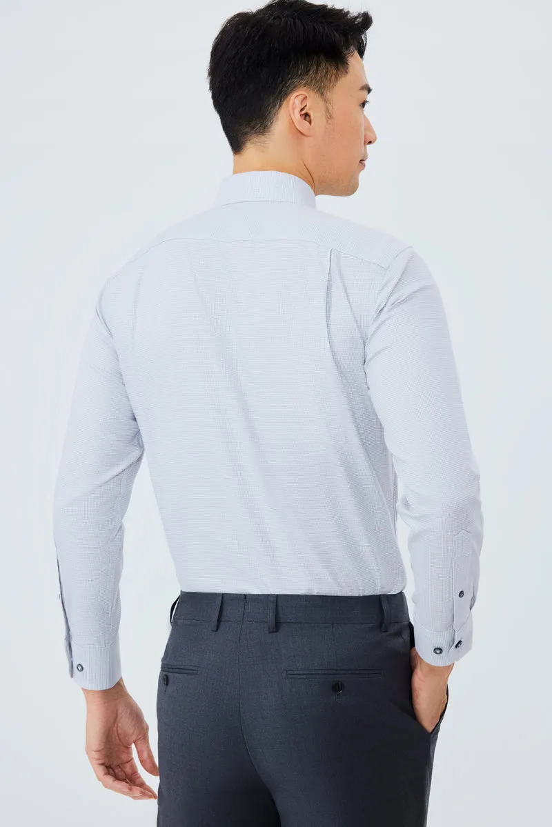 Wrinkle-Free Twill Dress Shirt  | Grey Check 10519N