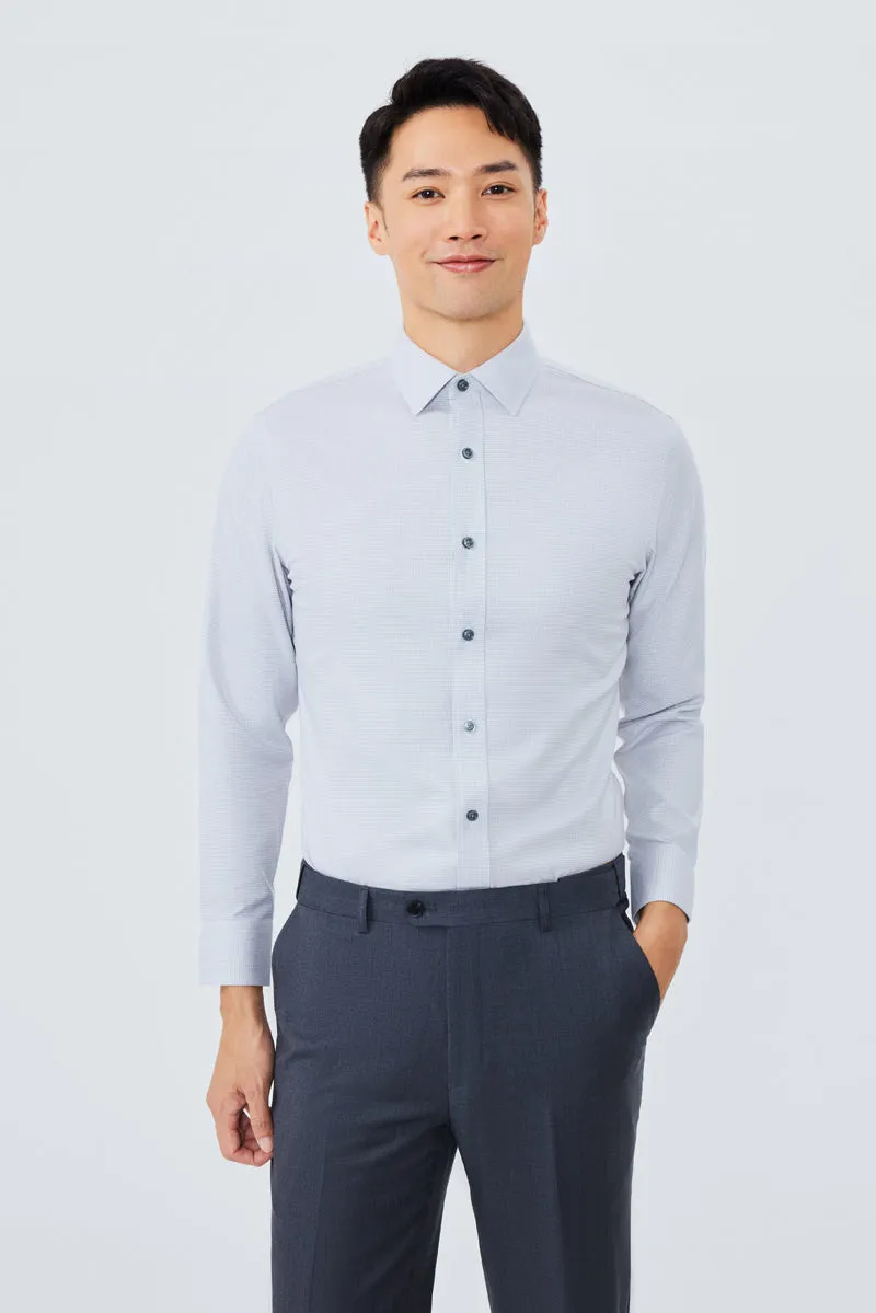 Wrinkle-Free Twill Dress Shirt  | Grey Check 10519N