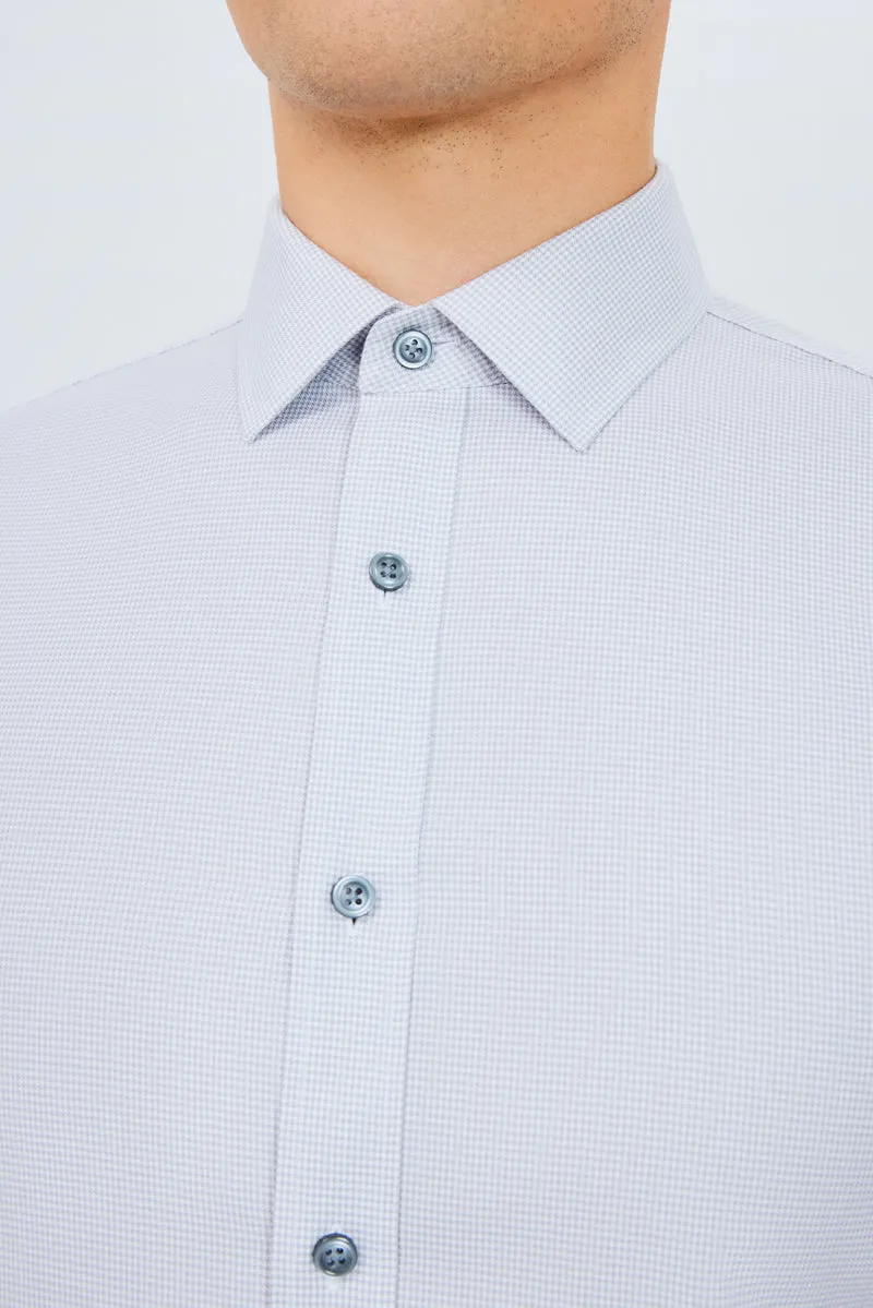 Wrinkle-Free Twill Dress Shirt  | Grey Check 10519N