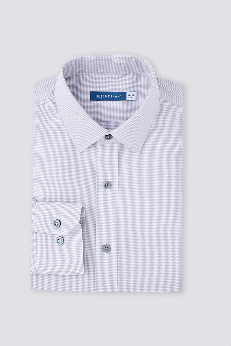 Wrinkle-Free Twill Dress Shirt  | Grey Check 10519N